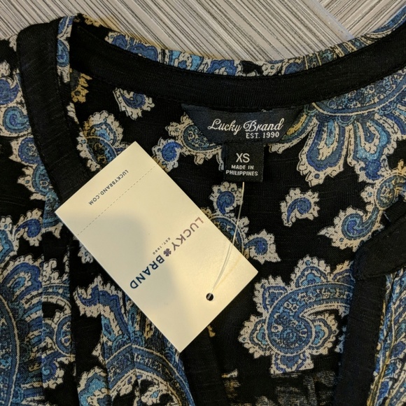 Lucky Brand boho long sleeve paisley print top - Picture 7 of 8